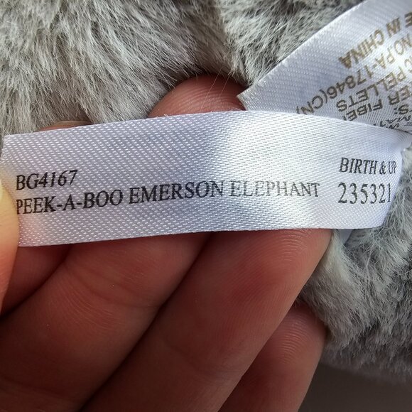 Baby GANZ Peek-A-Boo Emerson Elephant Plush Stuffed Animal Salesman's Sample 11" - Picture 7 of 9